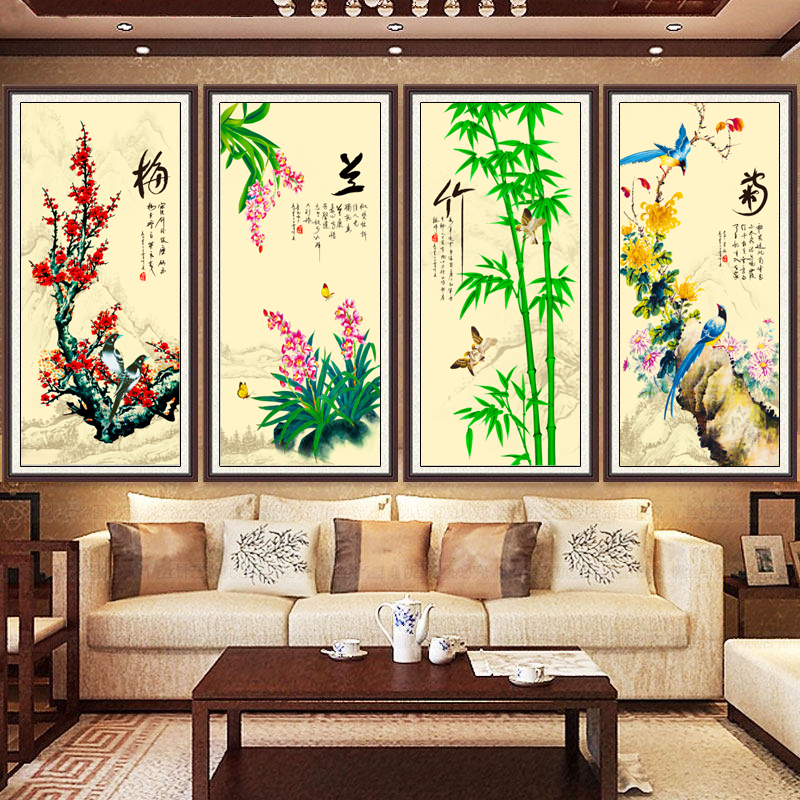 鉆石畫梅蘭竹菊四聯畫客廳點鉆十字繡書房現代簡約風景鉆石繡滿鉆_風景520 鉆石畫梅蘭竹菊四聯畫客廳點鉆十字繡書房現代簡約風景鉆石繡滿鉆