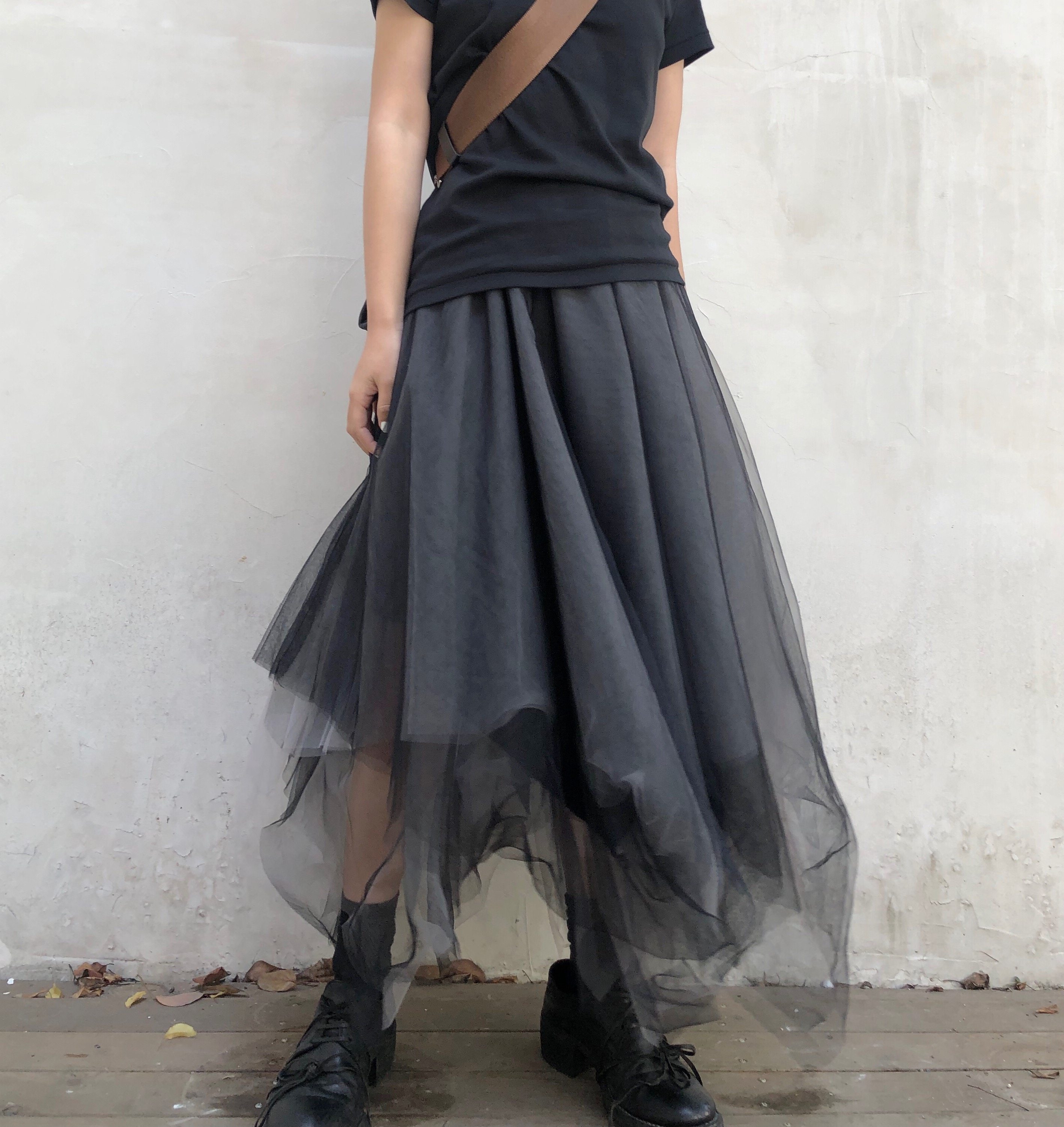 黑纱裙_拖延症 / 暗黑风高腰多层渐变蓬蓬裙纱裙半身裙女优惠券