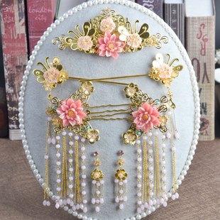 新娘古装头饰套装秀禾服旗袍配饰中式凤冠步摇套装结婚古风发饰品