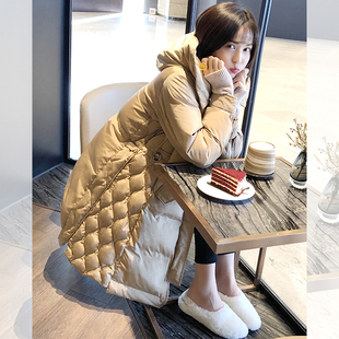 upraise 羽绒服女2018新款白鸭绒中长款时尚收腰保暖外套