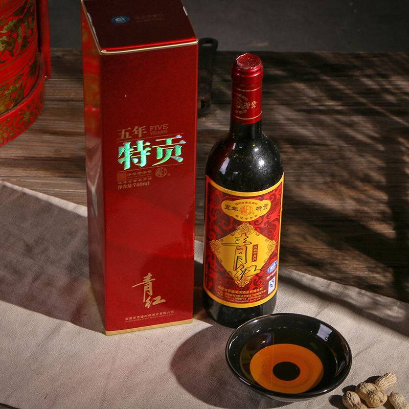 热销女儿红酒_青红牌 福州青红酒五年特贡740ml红粬糯米黄酒 满6瓶
