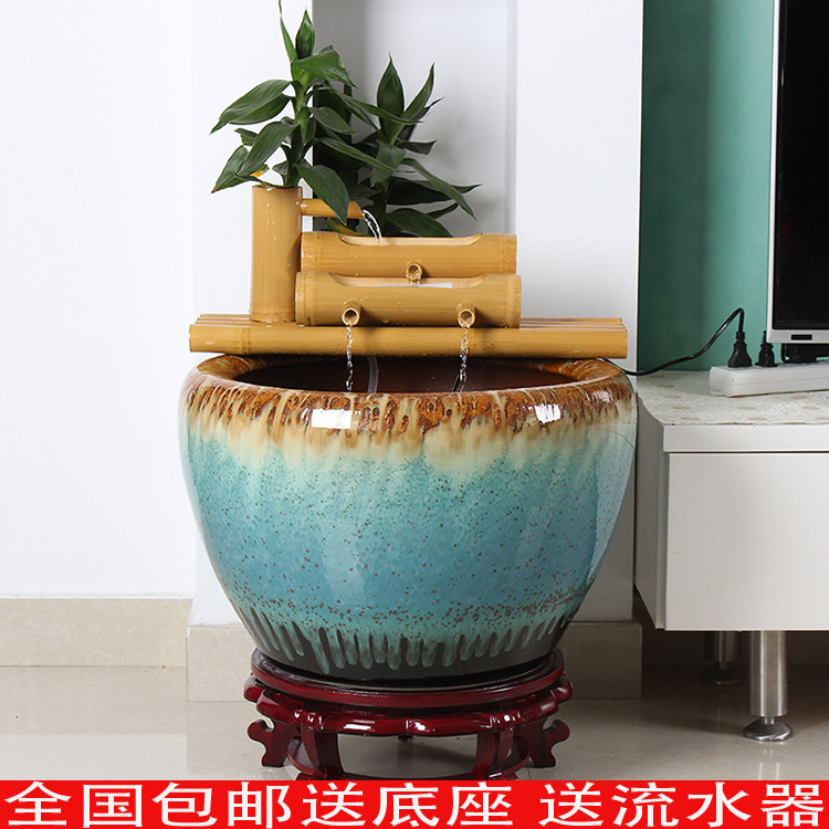 景德镇陶瓷鱼缸养金鱼缸睡莲盆荷花缸碗莲缸乌龟大水缸盆客厅摆件