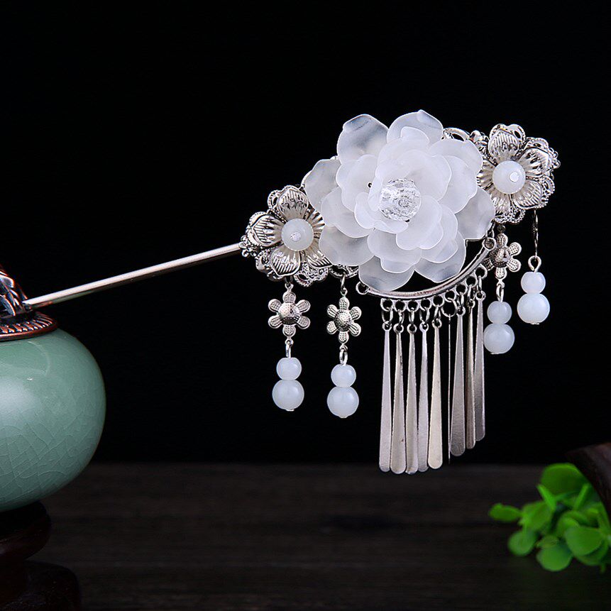 发簪古风 少女_旗袍演出钗子简约发饰流苏步摇古风发簪小清新紫色少女