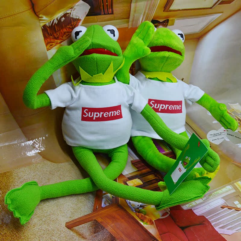科米蛙_[代写贺卡]supreme青蛙公仔芝麻街科密特青蛙公仔娃娃kermit