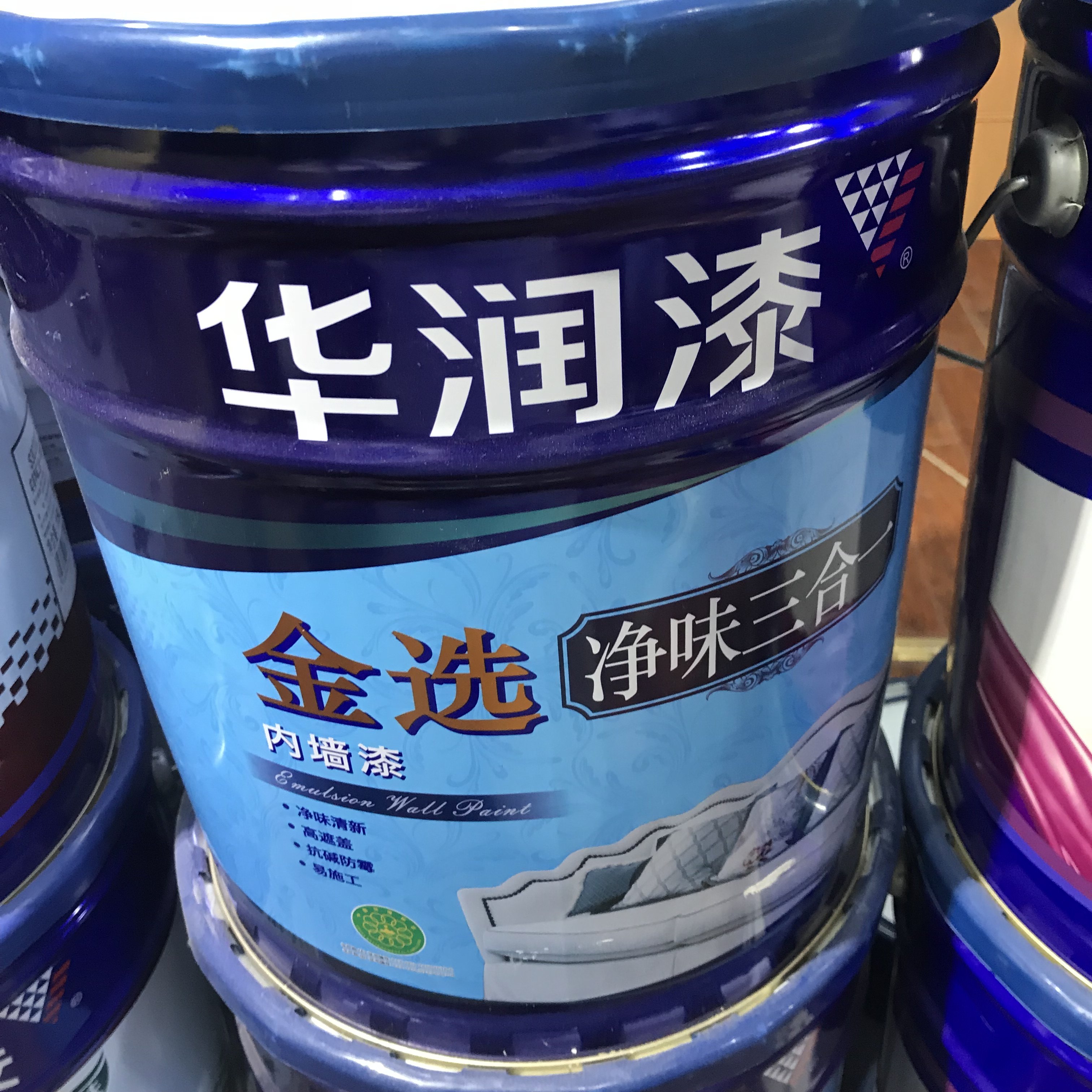 华润漆金选净味三合一内墙漆墙面漆乳胶漆18l