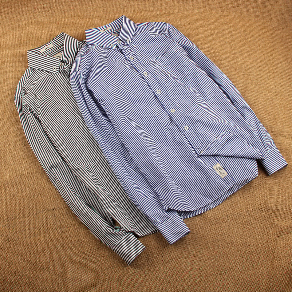 一折竖条纹衬衫男