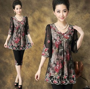 2018春夏季新款妈妈装中老年大码休闲运动服