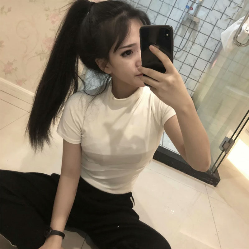 一折白色t袖女生_精神女生社会上衣快手红人黑暗萝莉抱走潘婷同款衣服