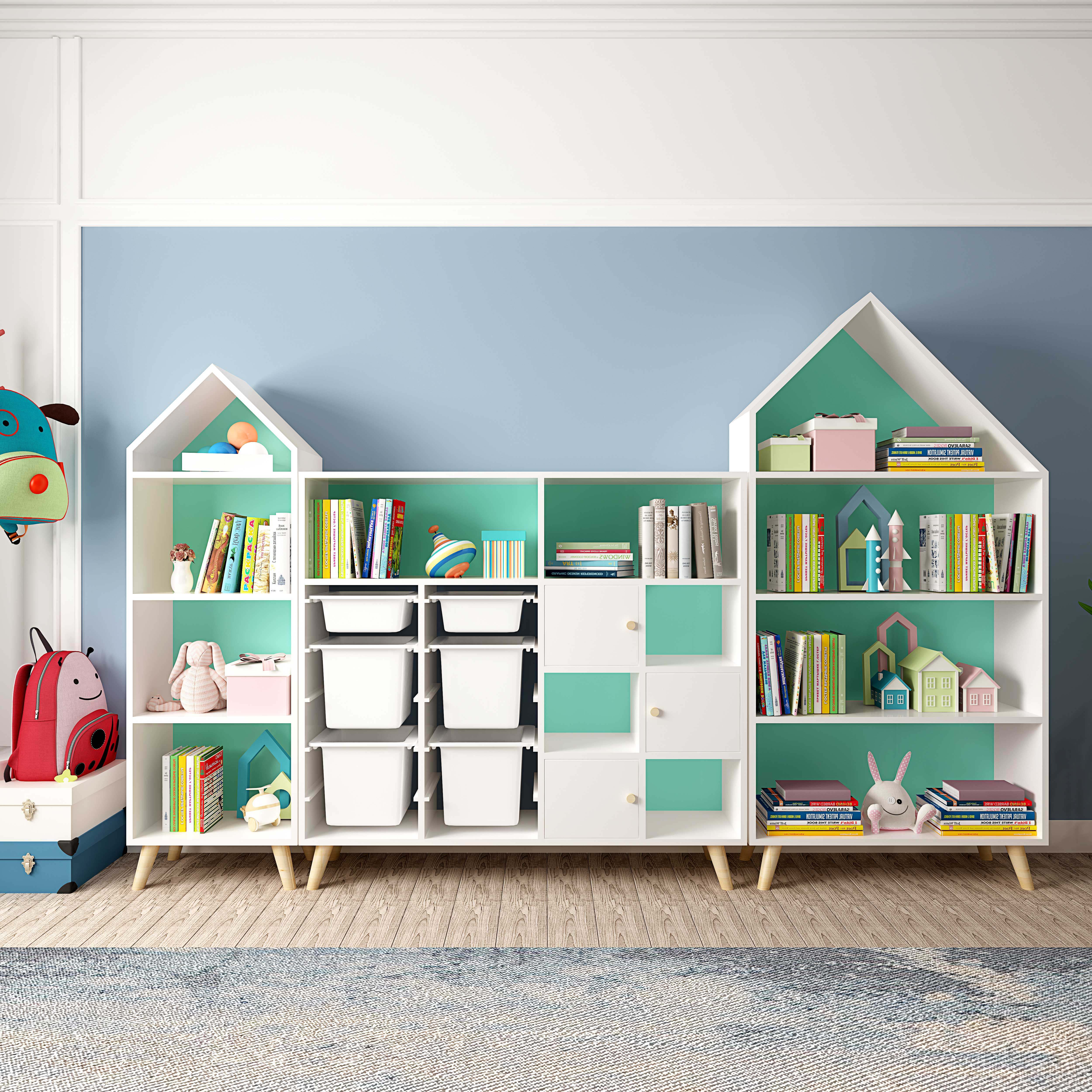 书柜 儿童_可比熊实木幼儿园学生柜宜家落地书架置物架儿童绘本架收纳