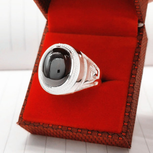 扎西德勒 999纯银男士戒指 足银 开口 扳指霸气 宽大码 藏文 礼物