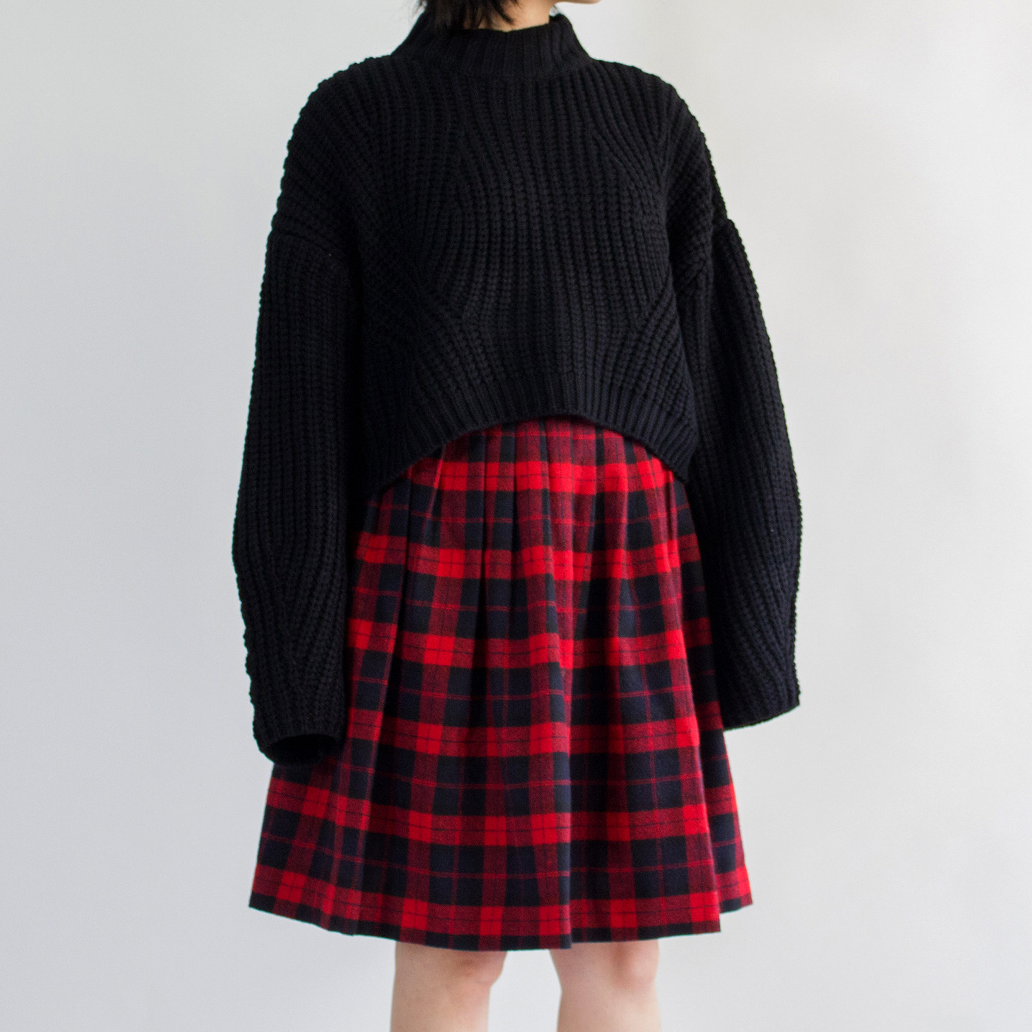 格子百褶裙秋冬 短款