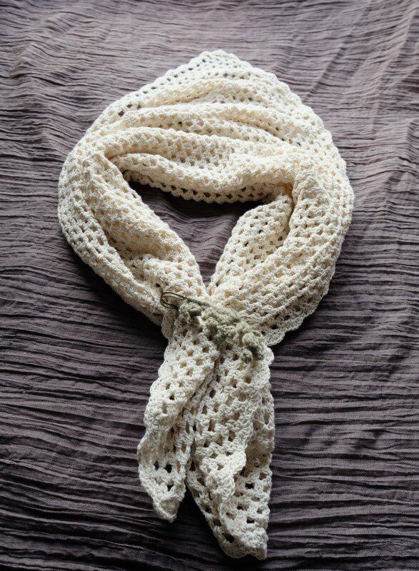 一折手工钩花围巾