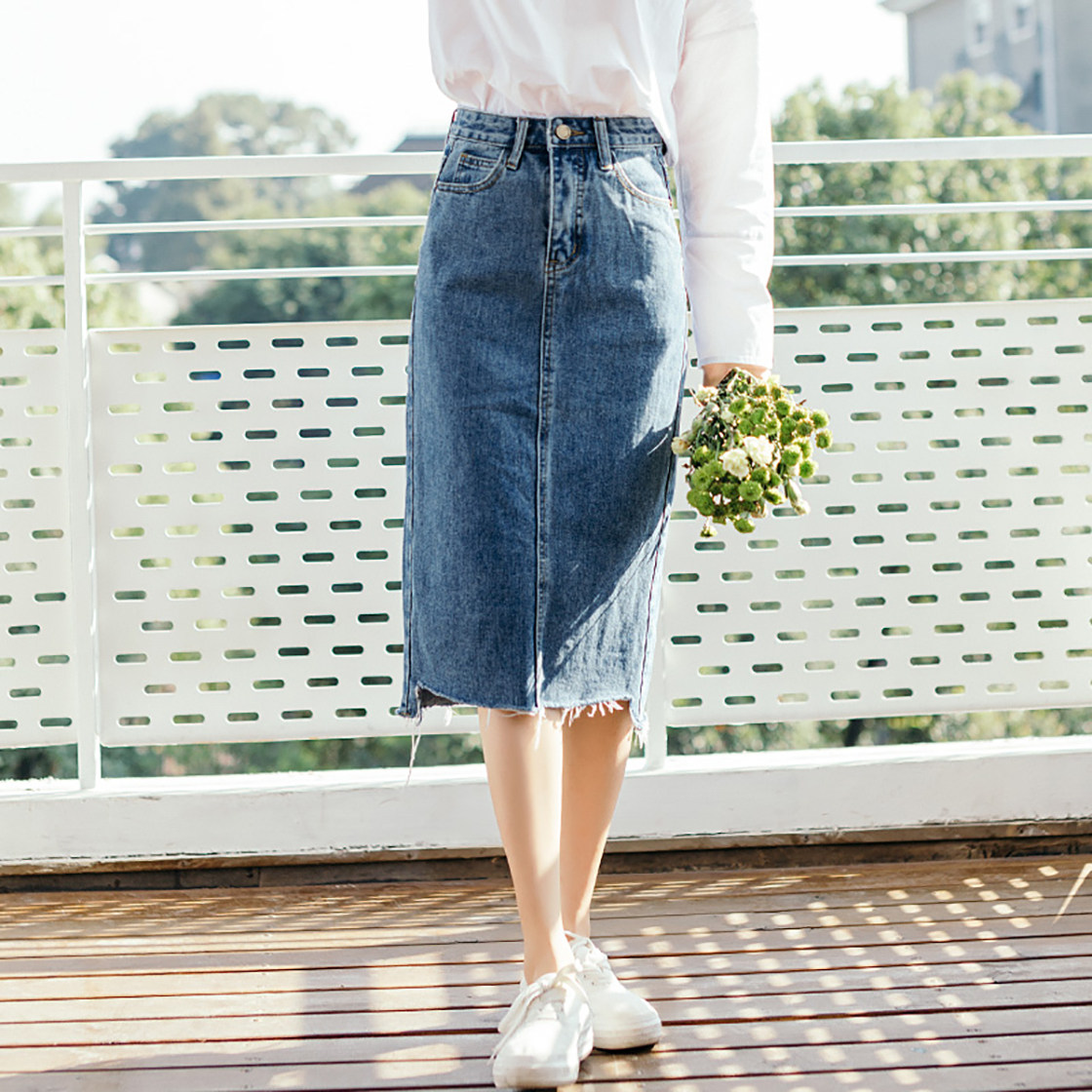夏季牛仔裙长款