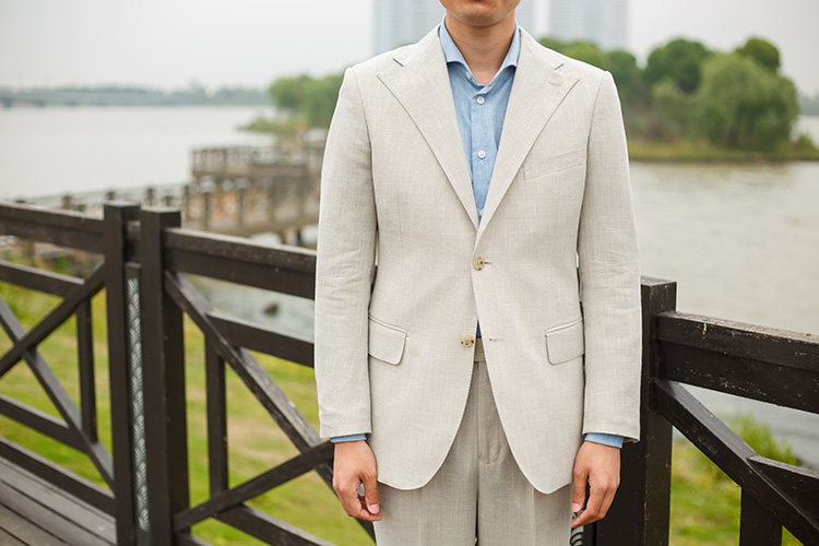 休闲亚麻西装男