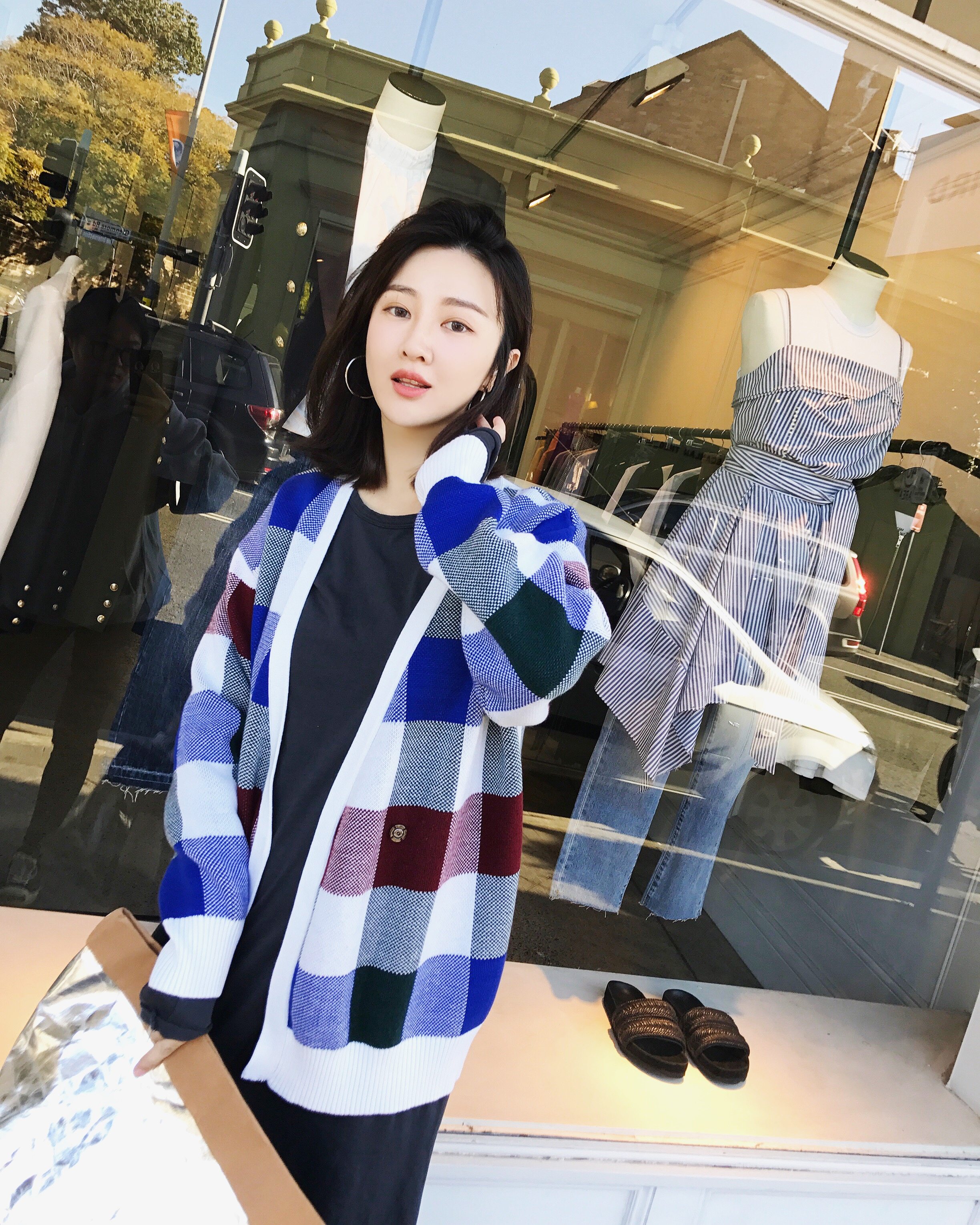 vcruan 阿希哥中长款针织衫女秋开衫亲肤密实浴袍开叉上衣外套潮