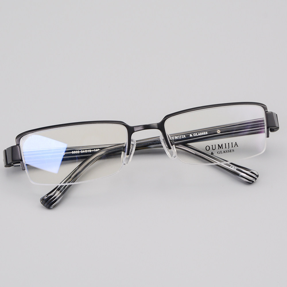 大脸_oumijia高端商务半框钛合金男士眼镜框 大脸宽脸近视眼镜架方形