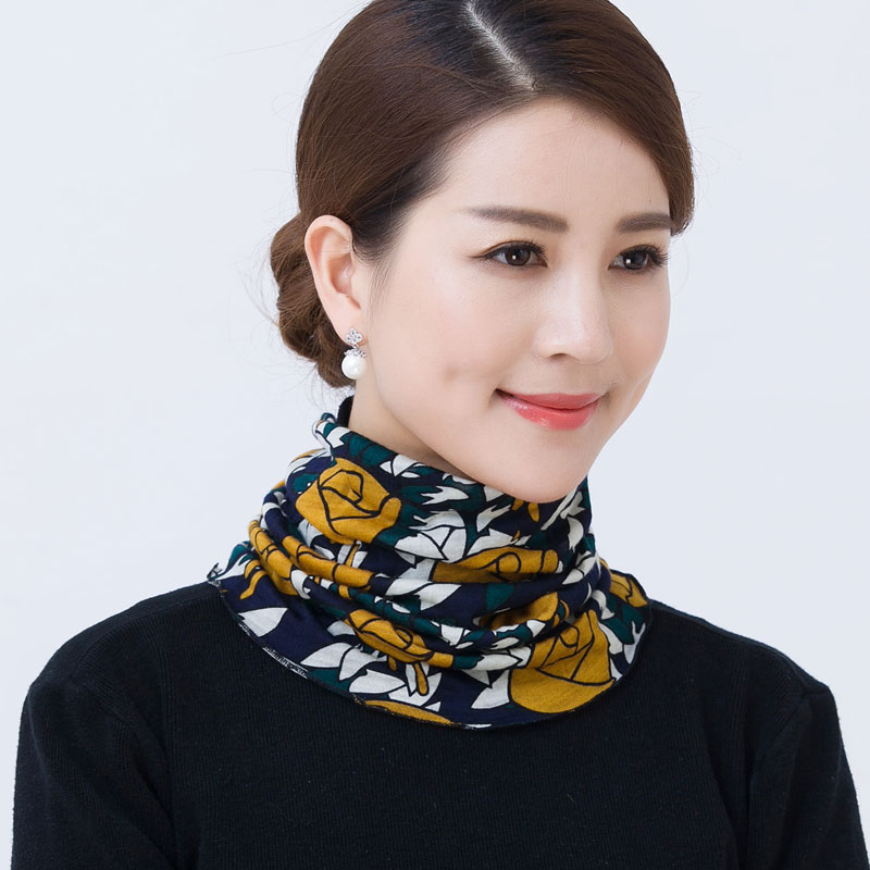 热销羊毛围巾_细羊毛薄款围脖女套头春秋冬百搭假领子脖套印花中老年