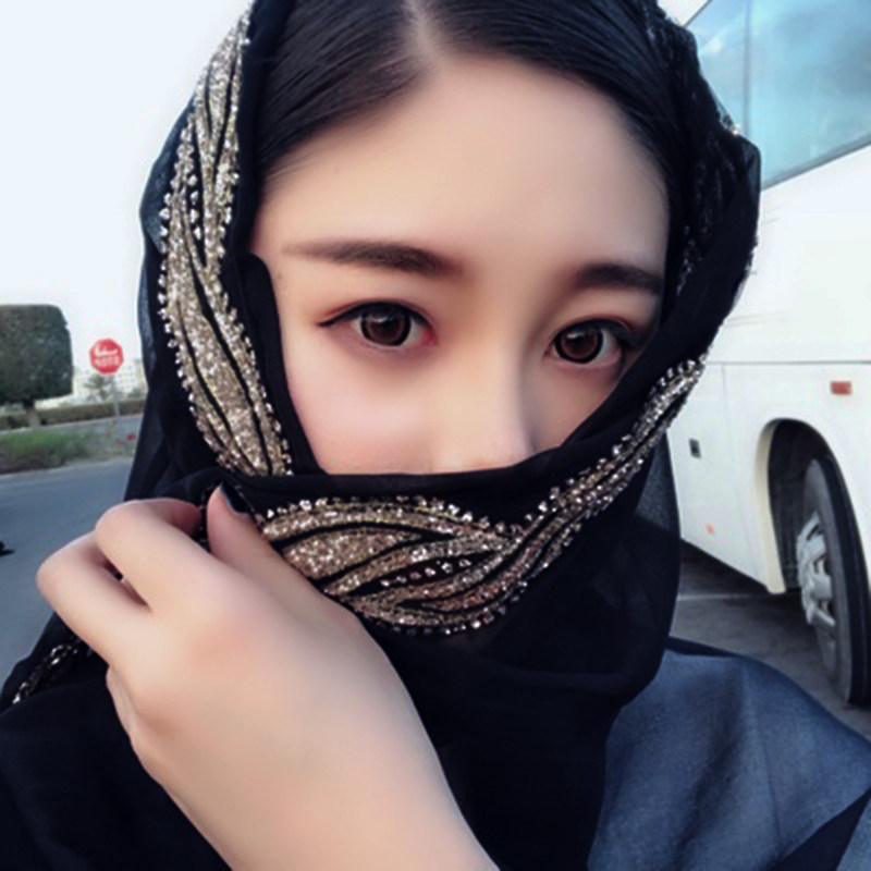 头巾 纱巾 新款_马来款纱巾新款雪纺时尚潮流长款muslim穆斯林清真寺