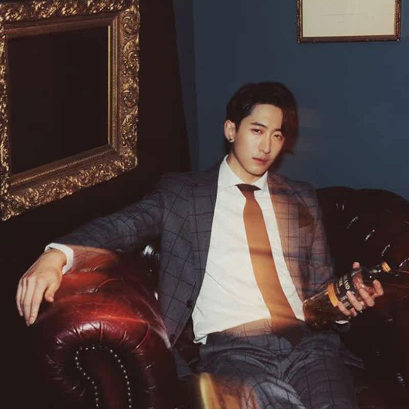 新品时尚商务韩版chris wang男士条纹格子灰色春秋西服套装