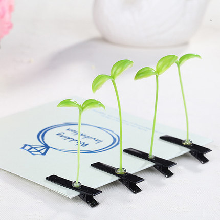 卖萌小草发夹顶夹头上长草豆芽边夹头饰发饰头花可爱发卡头饰批发_7折