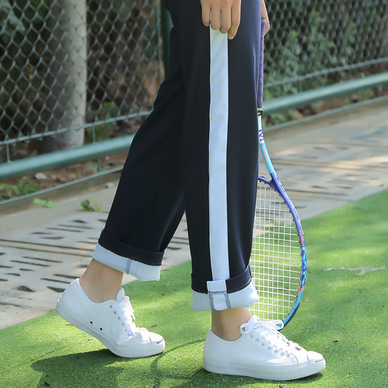 汕尾校裤_汕尾普宁校服阔腿裤 冬夏季校服裤高中生女韩版白杠直筒学生