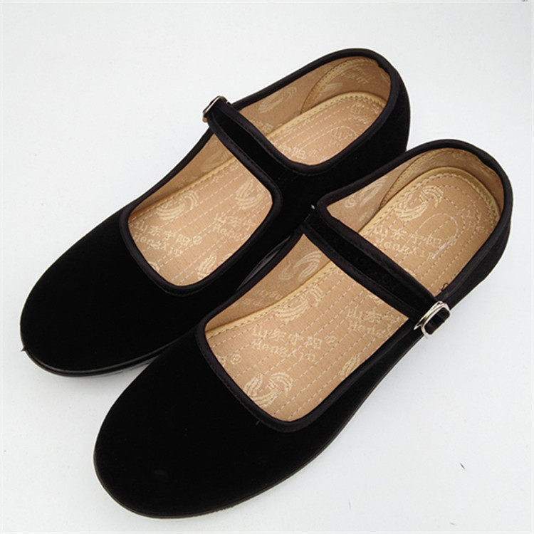 北京布鞋女平底新款2017正品一带妈妈平绒鞋平跟工作布鞋女黑色优惠券