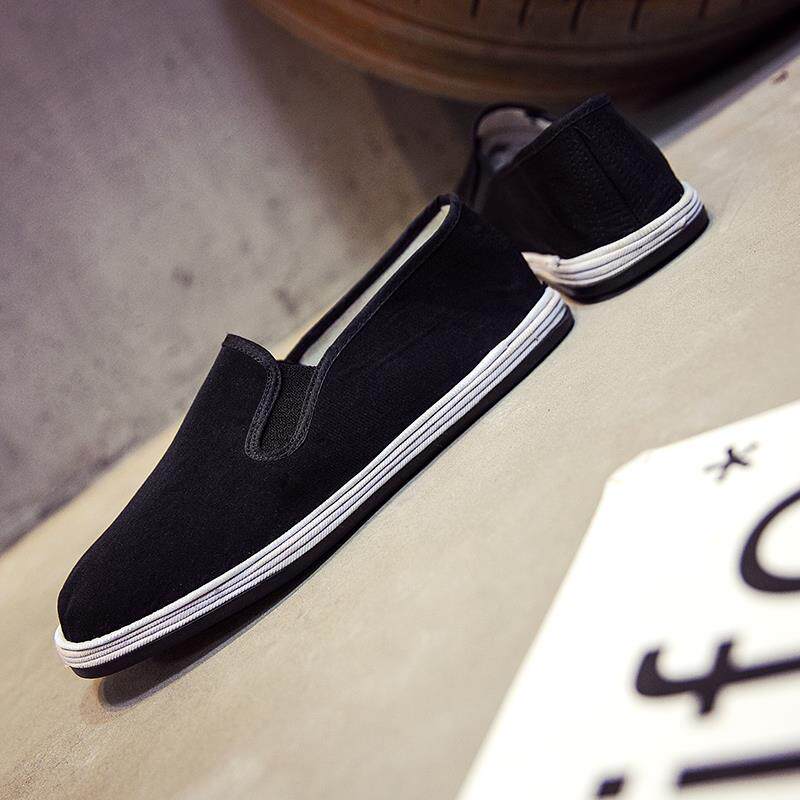 老北京布鞋男士懒人帆布鞋复古黑色男士工作黑布鞋休闲懒人男鞋