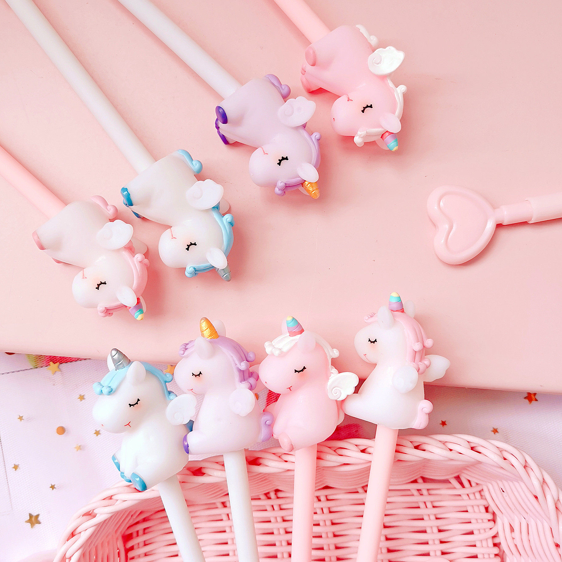 ins少女心可爱卡通中性笔小清新创意个性独角兽黑笔学生文具优惠券