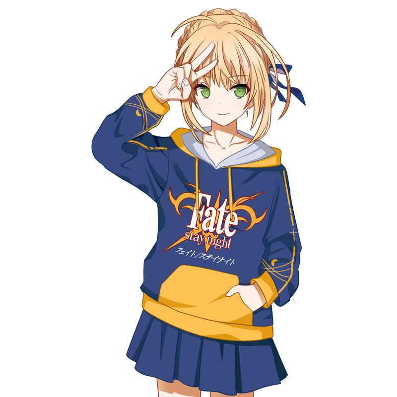 穆秋原创fate动漫周边二次元连帽卫衣fgo尼禄衣服黑saber秋款外套