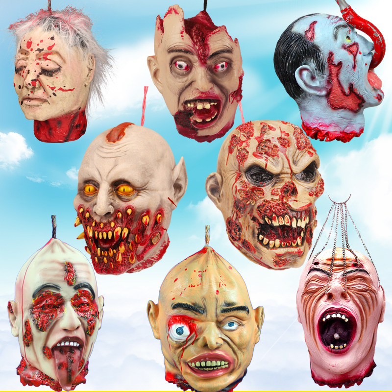 鬼屋烟油 南瓜头_万圣节鬼屋密室酒吧夜场仿真假人头断手断脚断头恐怖