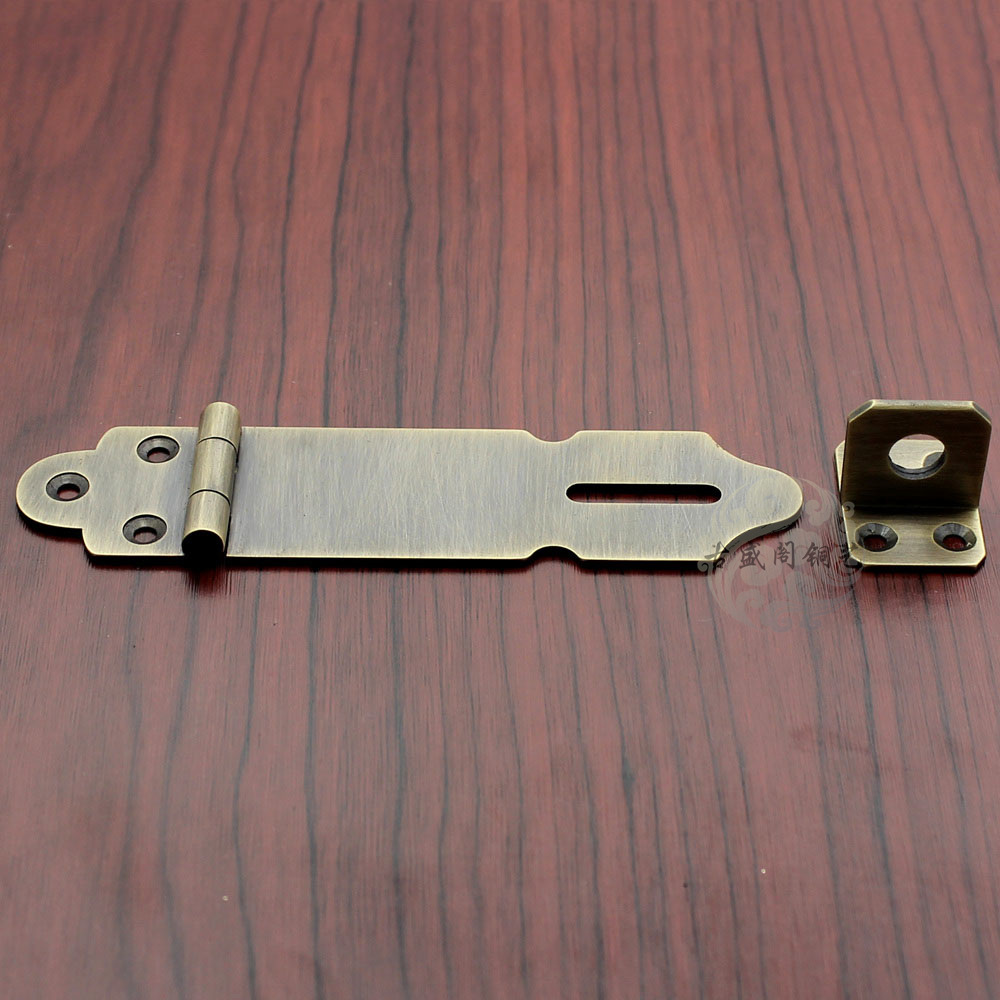 锁牌门扣_锁牌纯黄铜门搭扣 可加挂锁 门扣 柜子搭扣房门搭扣小锁扣e