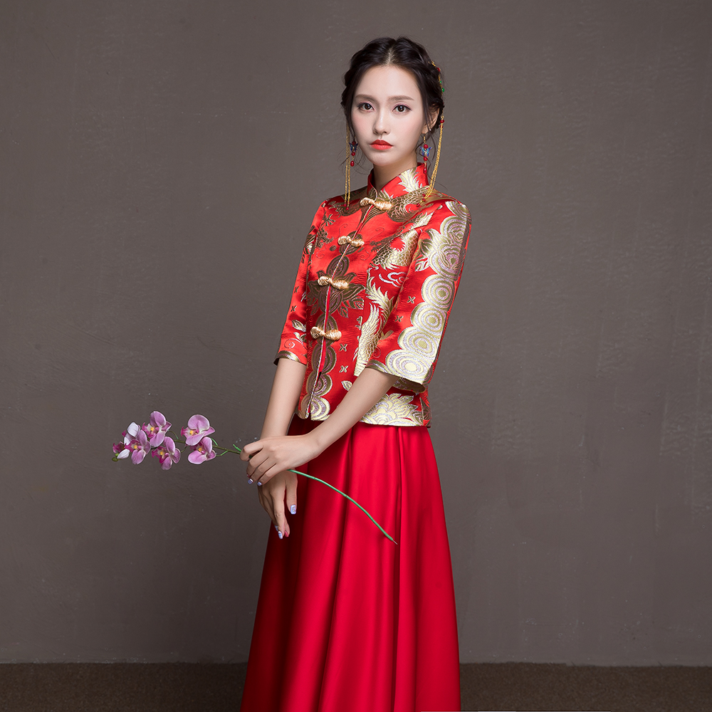 来图定制 秀禾服婚纱礼服2017新款中式敬酒服显瘦新娘礼服嫁衣女_7折