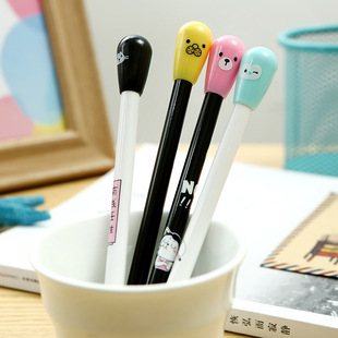 韩国新款卡通动物头像火柴学生学习文具中性笔办公用品签字笔批发