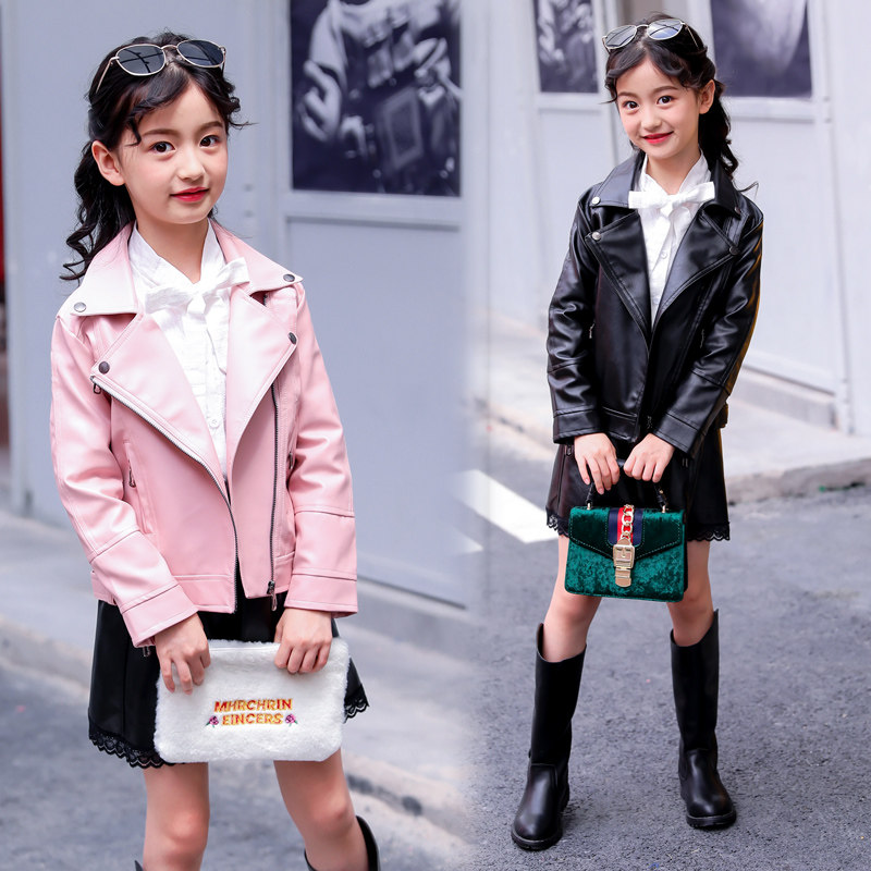 特价女童小皮衣_女童皮衣春秋季2018新款pu皮夹克小女孩宝宝洋气外套