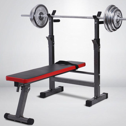 家用健身器材家用简易举重床 卧推架 杠铃架平推卧推床哑铃凳_7折现价