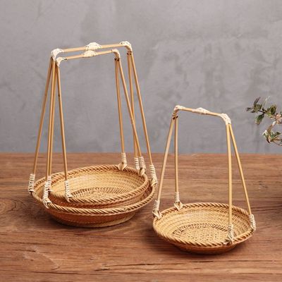 包邮竹编提篮 提手蓝 茶道点心篮 吊篮 零食收纳篮 竹篮 特色竹编