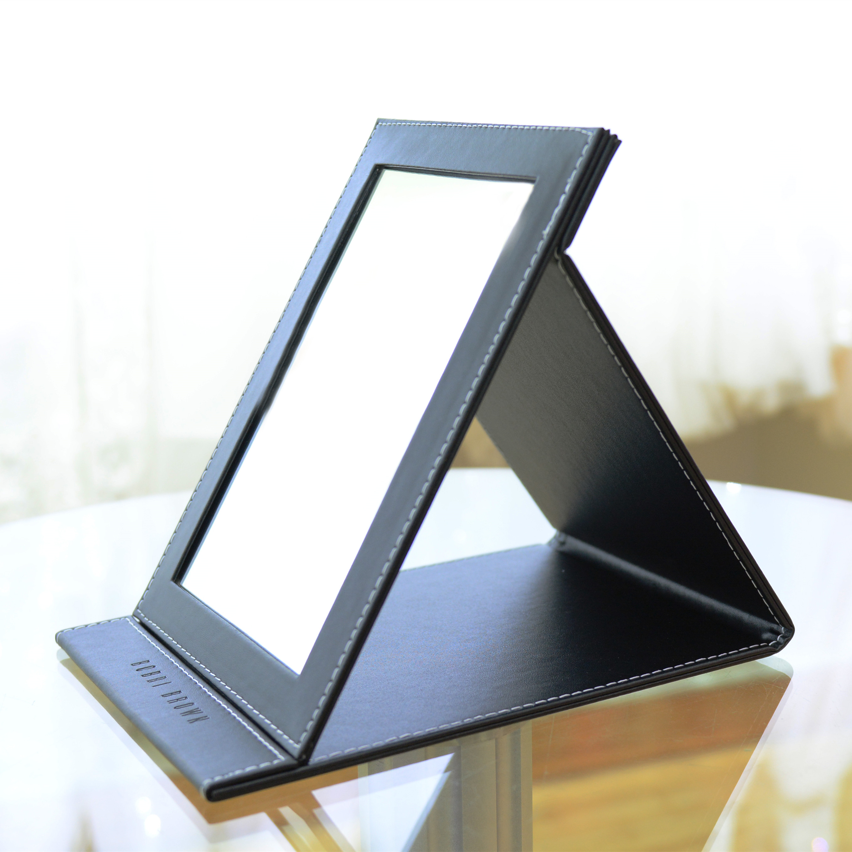 化妆镜礼盒装皮革折叠镜梳妆镜pu镜台式镜便携式随身镜子