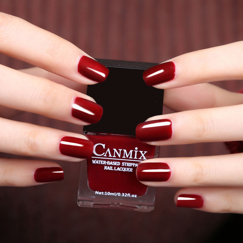 无毒指甲油套装 美甲脚趾甲油持久快干防水大红酒红色黑色不可剥