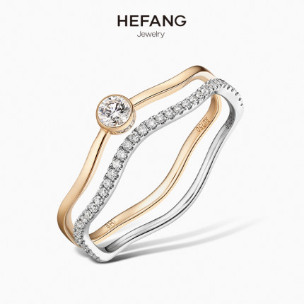 hefang jewelry/何方珠宝 天蝎座戒指 18k金钻石女简约指环饰品_不