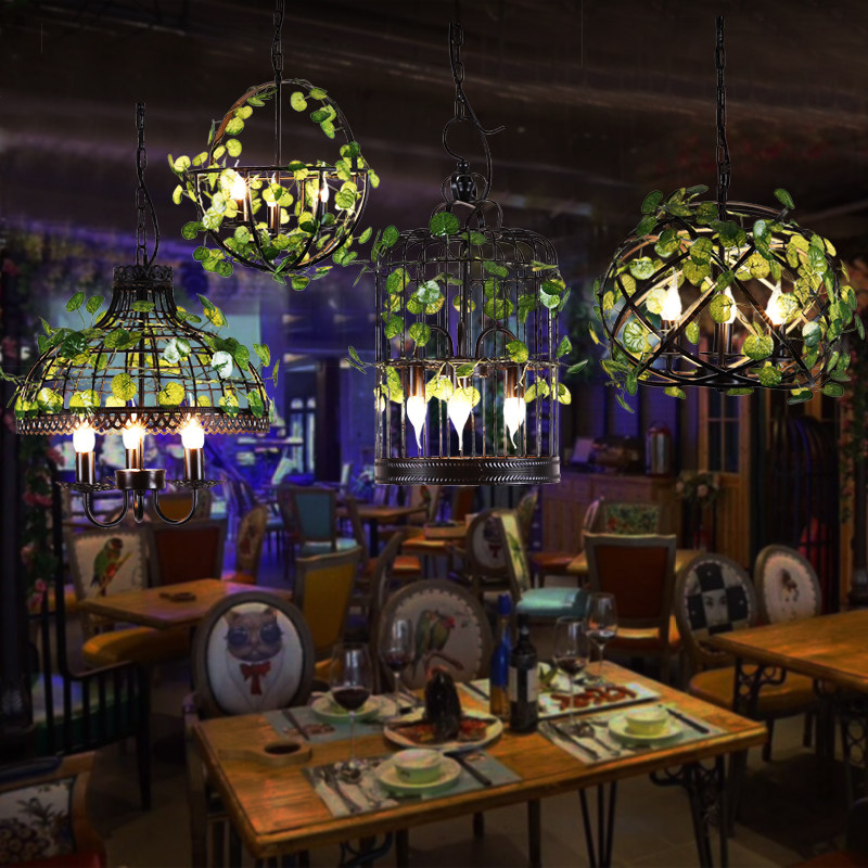 一折铁艺吊灯_胡桃里植物吊灯复古铁艺餐厅吊灯卡座吊灯清吧烤吧咖啡