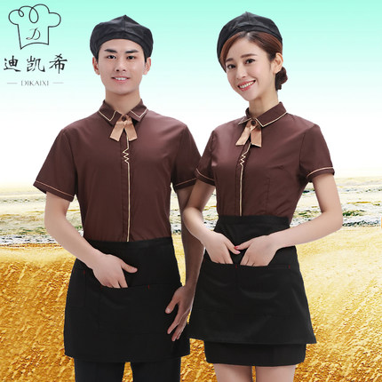 服务员工作服女士衬衣夏季薄款透气工衣短袖西餐厅火锅店夏装餐厅