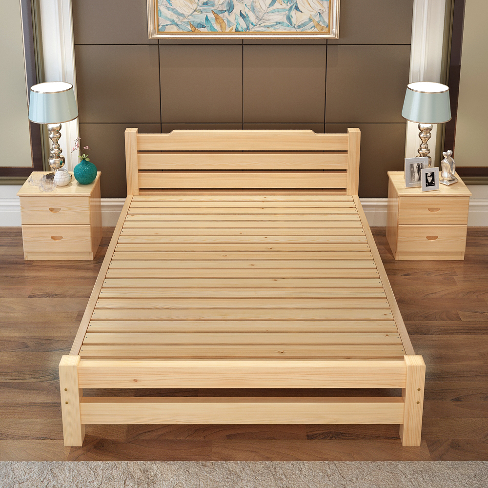 8m双人木板床松木