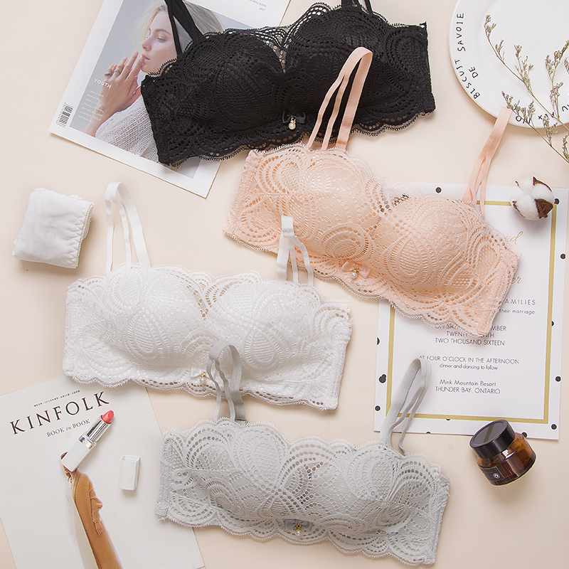 上托_抹胸内衣防走光聚拢裹胸式打底女无钢圈聚拢上托小胸罩文胸套装