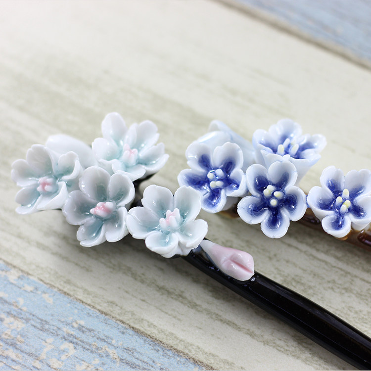 原创陶瓷饰品 民族风手工簪子 青花瓷发簪发饰 复古新娘头饰优惠券