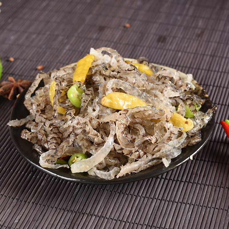 泡椒鱼皮丝开罐即食品酒店下酒菜海鲜凉拌菜冷菜青岛特产零食小吃