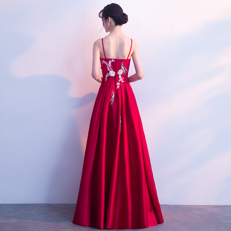 红色新娘敬酒服2017新款冬季婚宴晚礼服裙中国风结婚长款端庄大气