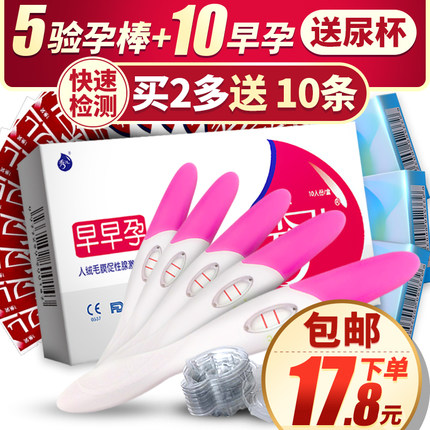 秀儿 验孕棒 1支装5盒+早早孕测试纸10条 精准测量笔检测试怀孕纸