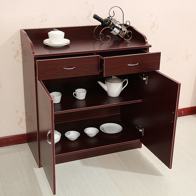 红木色双门餐具柜备餐柜酒店餐厅餐边柜茶水柜厨房边柜碗柜