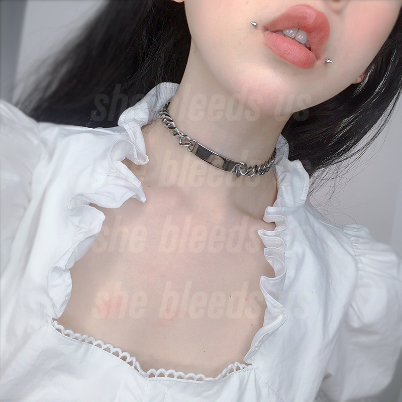 施华洛世奇 项链天鹅渐变_弯牌钛钢不锈钢choker弯牌抛光面项圈简约