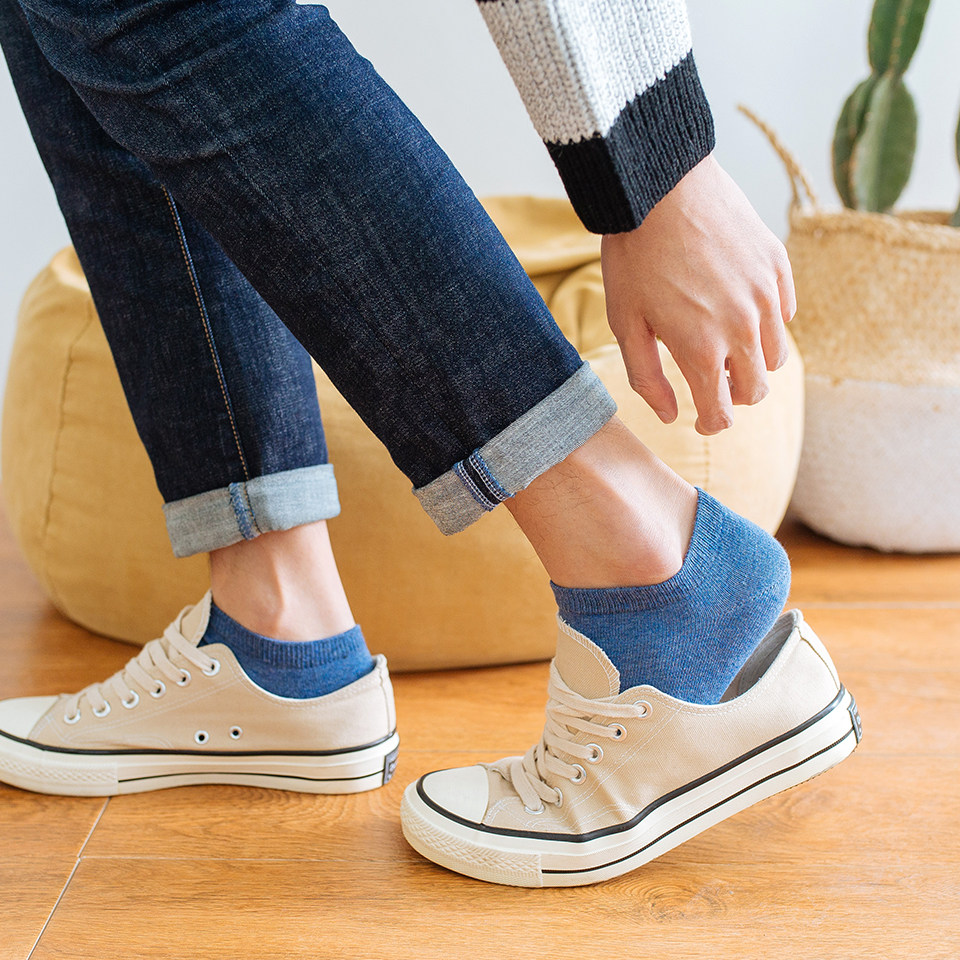 袜子男短袜 5双_5双春夏季男士船袜纯棉防臭透气低帮防滑吸湿排汗袜子